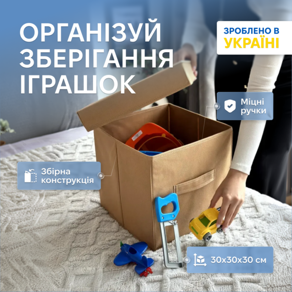 Короб для зберігання з кришкою 30x30x30 см ORGANIZE (бежевий)
