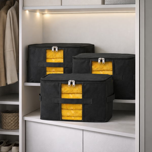 Набір із 3 сумок для зберігання білизни і текстилю, 35×35×25 см ORGANIZE (сірий)