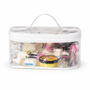 Прозора силіконова косметичка L 26×19×13 см ORGANIZE (біла)