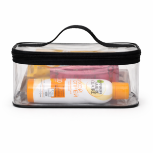 Прозора силіконова косметичка L 26×19×13 см ORGANIZE (чорна)