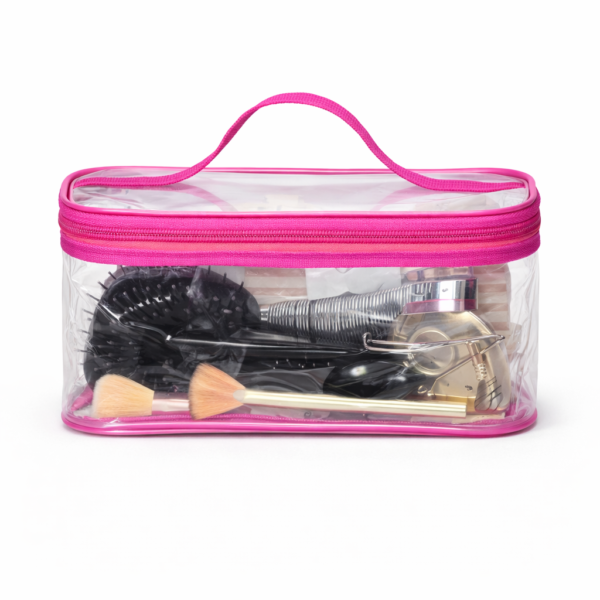 Прозора силіконова косметичка L 26×19×13 см ORGANIZE (рожева)