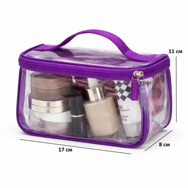 Прозора косметичка-валізка S 17×11×8 см ORGANIZE (фіолетова)
