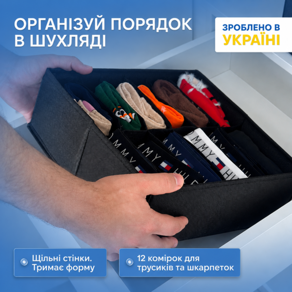 7391539332_dvojnoj-organajzer-organize.png Подвійний органайзер для білизни 30х30х10 см ORGANIZE (чорний)