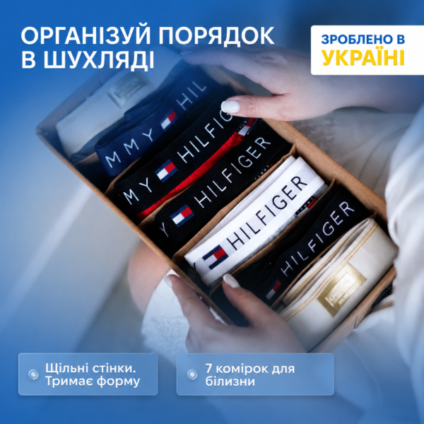 Органайзер для шкарпеток/колготок/ремней 35х17х8 см ORGANIZE (бежевий)