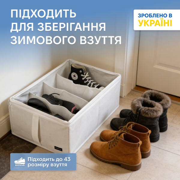 Органайзер для зберігання демісезонного взуття до 42 розміру 48х34х20 см ORGANIZE (білий)