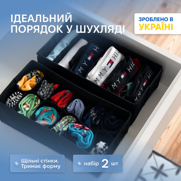 7419831908_nabor-kompaktnyh-organajzerov.png Набір компактних органайзерів для білизни 2 шт. ORGANIZE (чорний)
