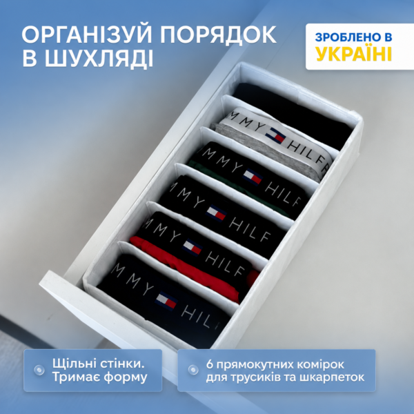 7424693302_organajzer-dlya-noskov.png Органайзер для шкарпеток 30х15х10 см ORGANIZE (білий)