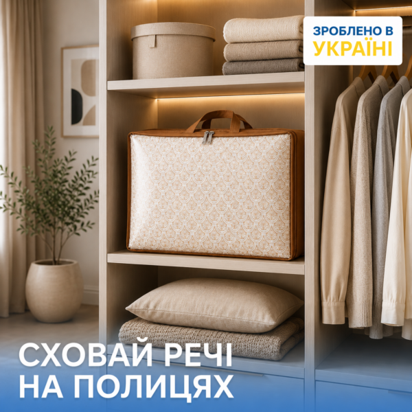 Сумка із ПВХ для ковдр і подушок S ORGANIZE (бежевий)