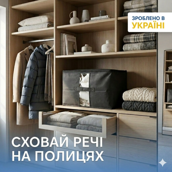Велика сумка для зберігання речей XL - 46x32x29 см ORGANIZE (сірий)