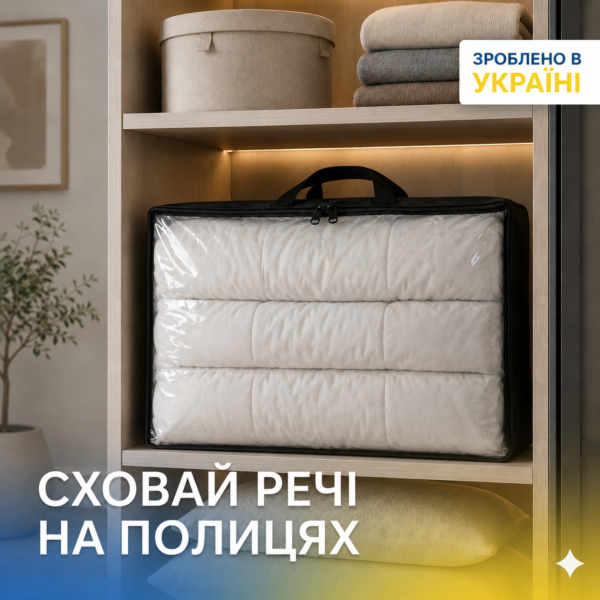 Сумка із ПВХ для ковдр і подушок S - 55x45x18 см ORGANIZE (чорний)